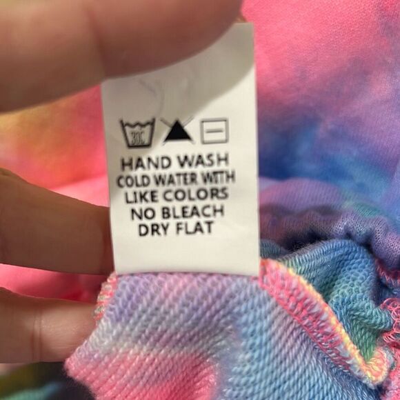Fashion Nova Cropped Tie Dye Hoodie Bright Pastels Size Small NWT - Picture 15 of 15